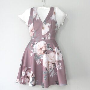 Trac Dusty Rose (pink) Colored Fit & Flare Floral Print Dress, Size Small